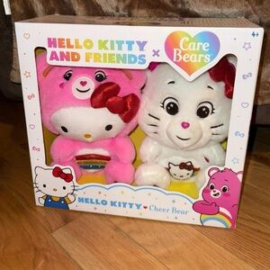 Hello Kitty and Care Bears Plush Toy Set - Pink and White